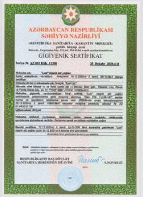 Gigiyenik sertifikatı "Luzi"