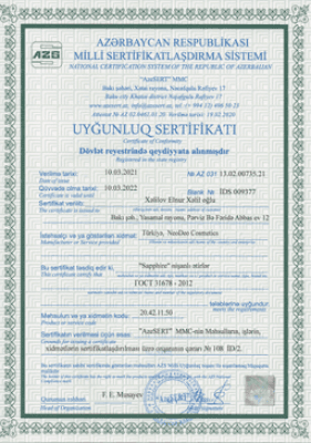 "Sapphire" Uyğunluq Sertifikatı